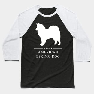 American Eskimo Dog White Silhouette Baseball T-Shirt